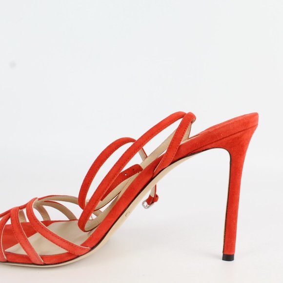 NEW JIMMY CHOO Cutout Suede Sandals - Picture 13 of 16